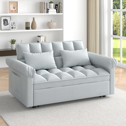 Loveseats Sofa Bed with Pull-out Bed,Adjsutable Back-Light grey