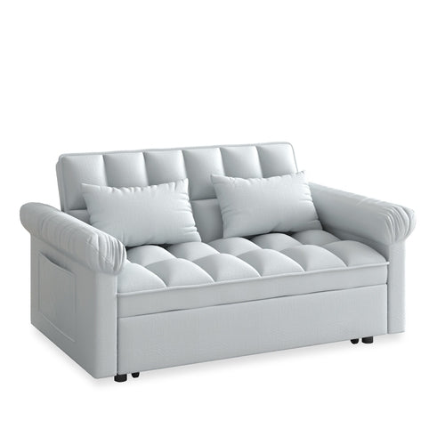 Loveseats Sofa Bed with Pull-out Bed,Adjsutable Back-Light grey