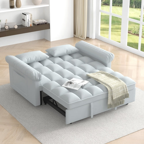 Loveseats Sofa Bed with Pull-out Bed,Adjsutable Back-Light grey